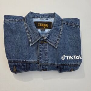 Vintage TikTok Denim Jacket, Women's Blue Jean Trucker Jacket, Novelty, 90s‎